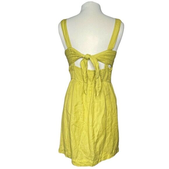 Anthropologie Maeve Linen Blend Retro Sundress Lime - Picture 6 of 13